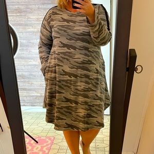 Green Army Dress long sleeve size S fits bigger